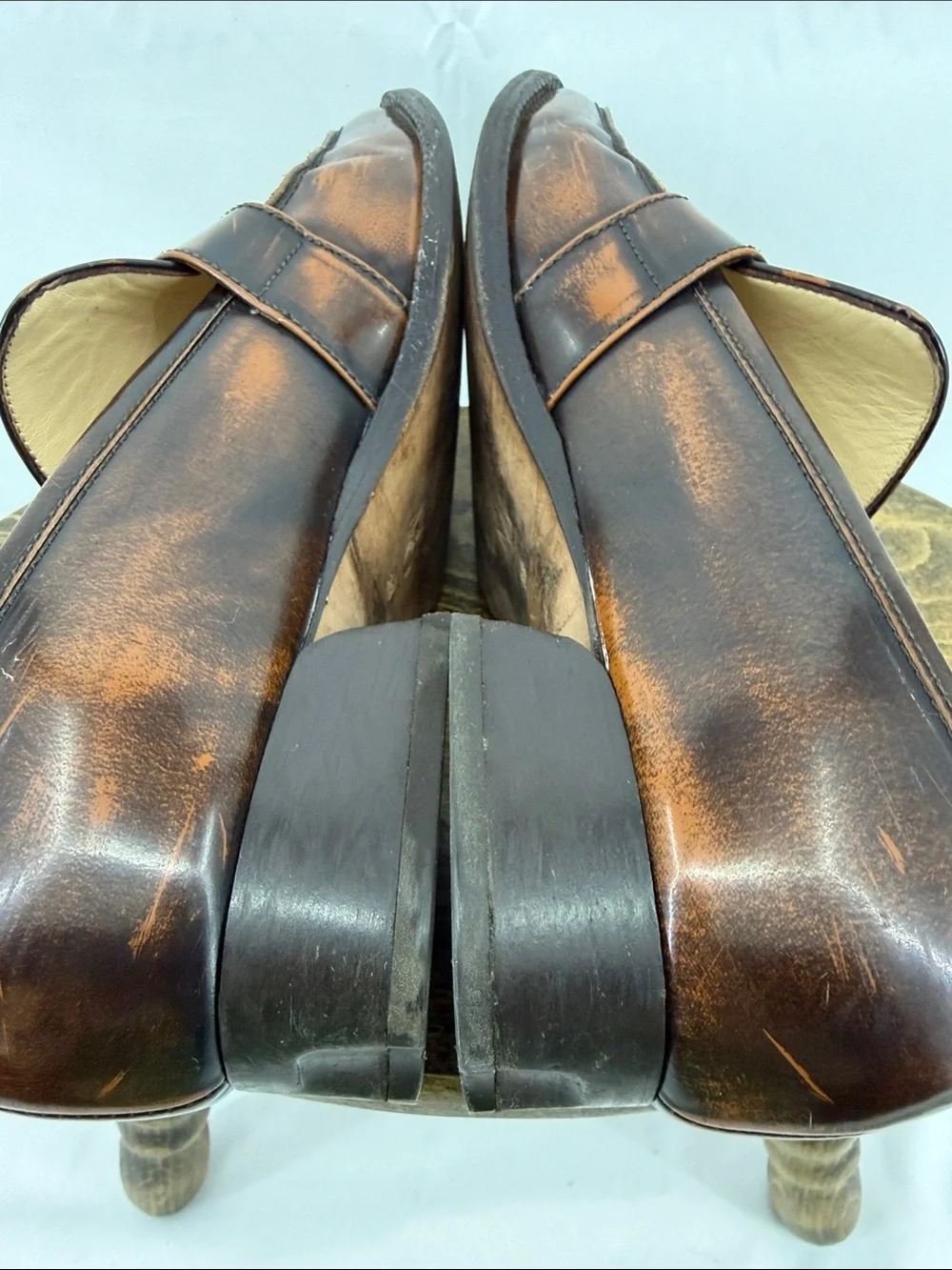 M.Gemi Womens Leather Made in Italy Heeled Loafers w/ Buckle, sz 38